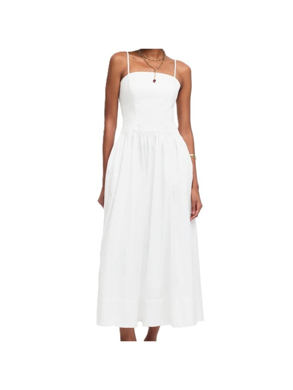 Madewell Kaite Poplin Size Zip Cutout Back White Maxi Dress Size 14